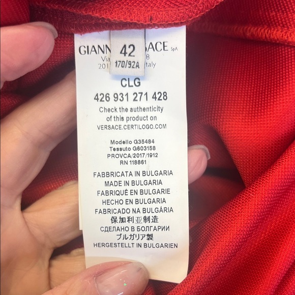 Versace Collection Red Ruched Mini Dress - Picture 9 of 9